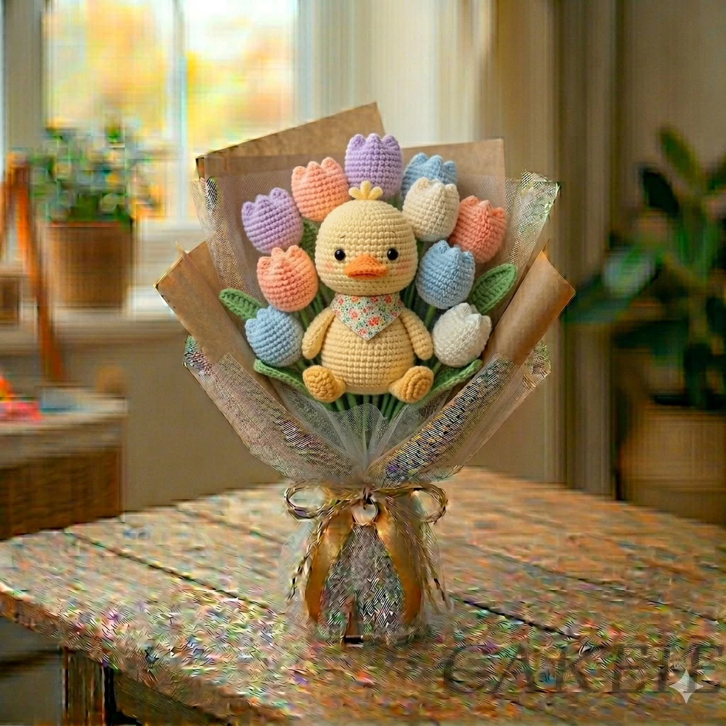 Crochet Duck Flower Bouquet